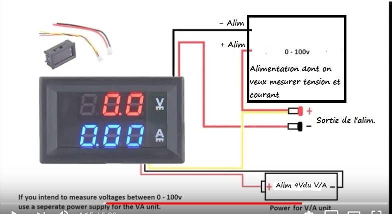 mini voltmètre LED rouge 2 à 30V DC sur deux fils auto alimenté de France