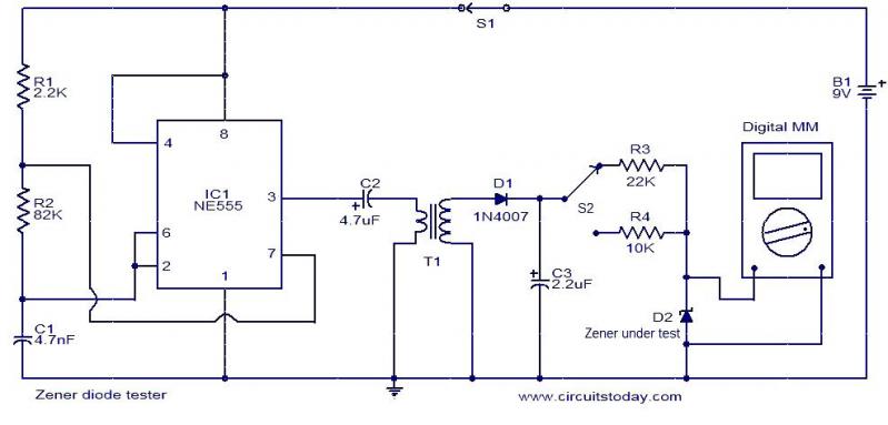 Zener diode tester circuit