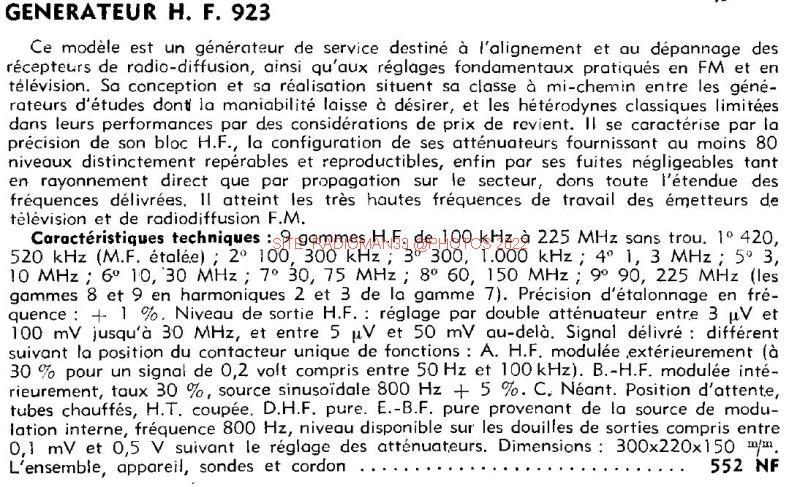 Caracteristiques 923