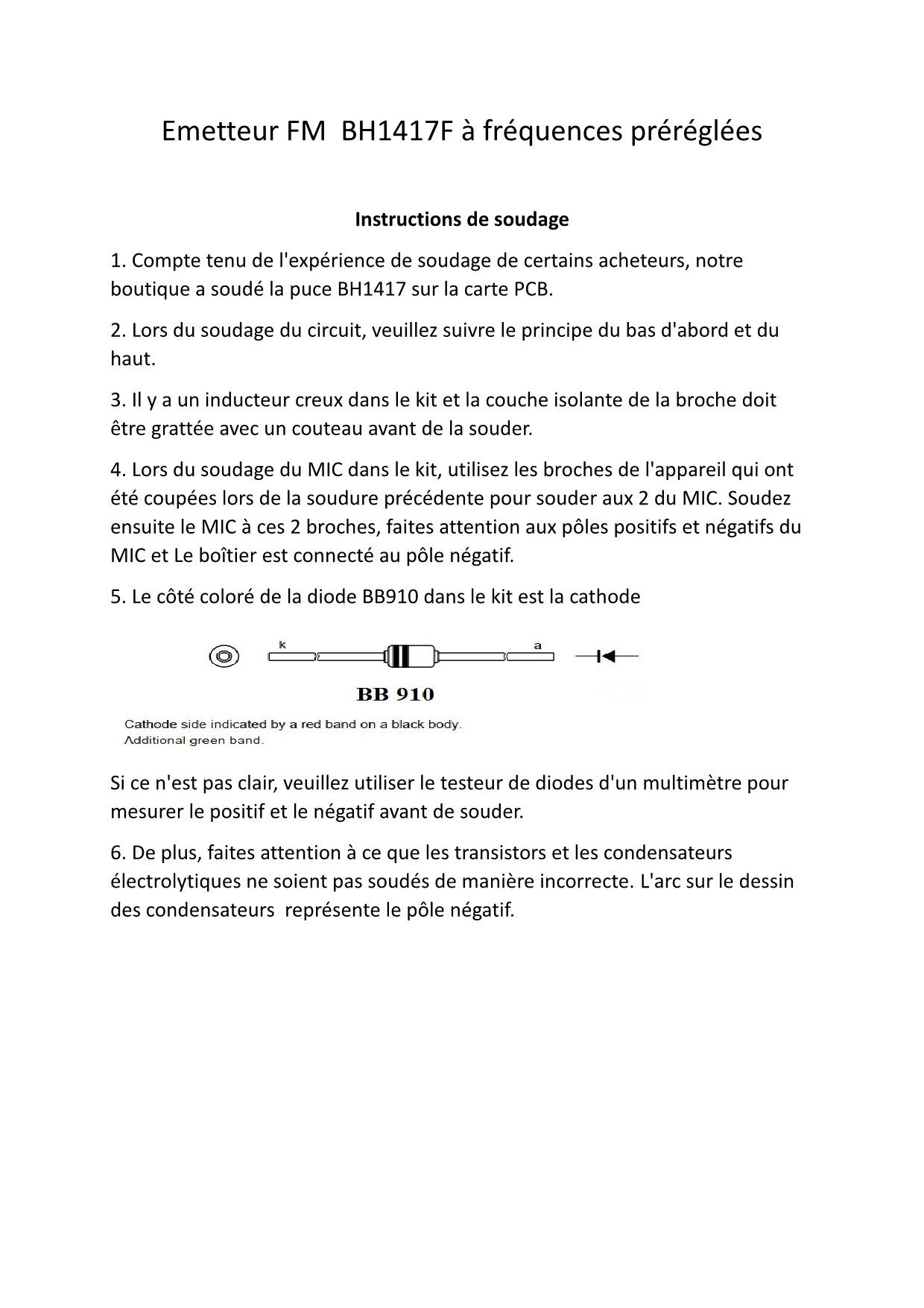 Emetteur fm bh1417f a frequences prereglees 1